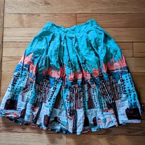 New York Print Midi Skirt
